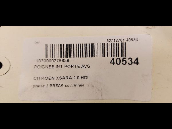 Poignee int porte avg Citroën XSARA Break (N2) 2.0 hdi 90 (1999-2005)