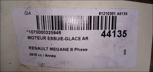 Moteur essuie-glace arrière Renault GRAND SCÉNIC III (JZ0-1_) 1.5 dci (2009) 5 portes