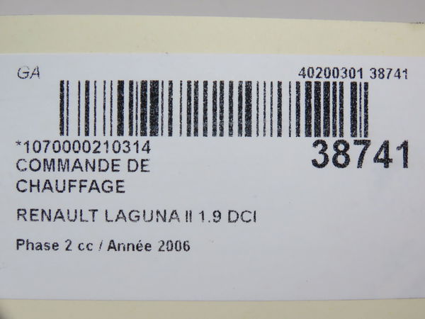 Commande de chauffage Renault LAGUNA II (BG0-1_) 1.9 dci (2001-2007)