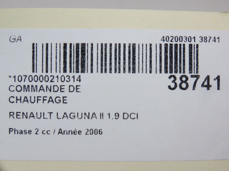 Commande de chauffage Renault LAGUNA II (BG0-1_) 1.9 dci (2001-2007)