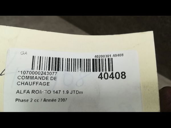 Commande de chauffage Alfa romeo 147 (937_) 1.9 jtdm 8v (937.axd1a, 937.axu1a, 937.bxu1a) (2005-2010)