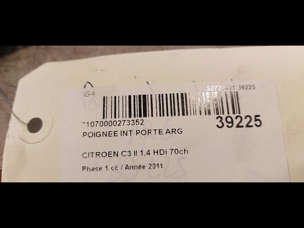 Poignee int porte arg Citroën C3 II (SC_) 1.4 hdi 70 (sc8hzc, sc8hr0, sc8hp4) (2009) 5 portes