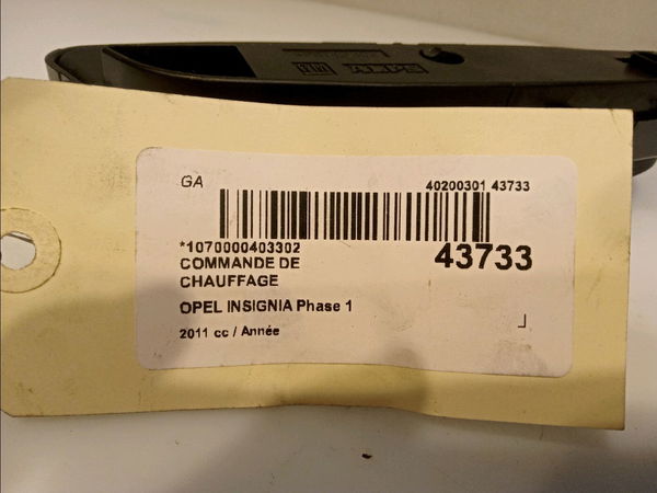Commande de chauffage Opel INSIGNIA A (G09) 2.8 v6 turbo opc 4x4 (68) (2009-2017)