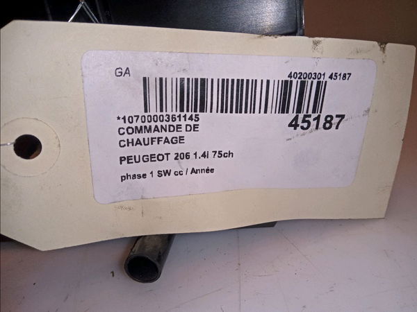 Commande de chauffage Peugeot 206 SW (2E-K) 1.4 (2002-2007)