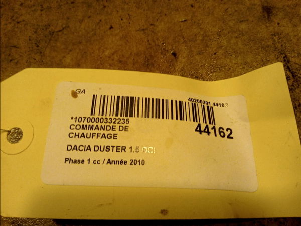 Commande de chauffage Dacia DUSTER (HS_) 1.5 dci 4x4 (hsmc, hsmd) (2010-2018) 5 portes