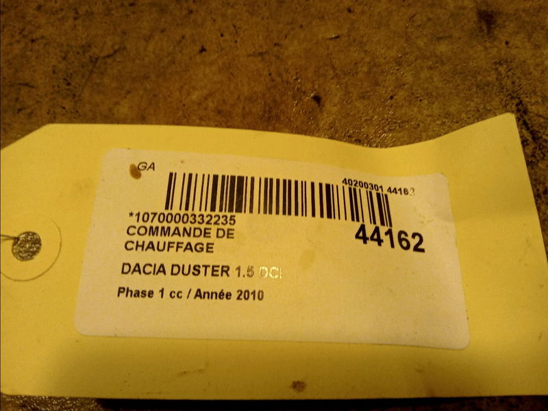 Commande de chauffage Dacia DUSTER (HS_) 1.5 dci 4x4 (hsmc, hsmd) (2010-2018) 5 portes