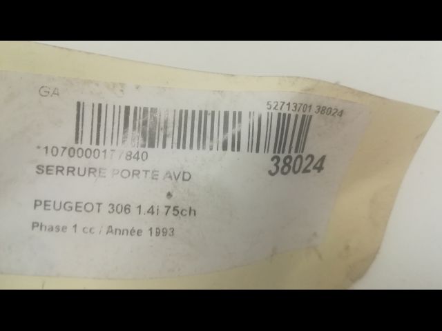 Serrure porte avd Peugeot 306 3-5 portes (7A, 7C, N3, N5) 1.4 (1993-2001) 5 portes