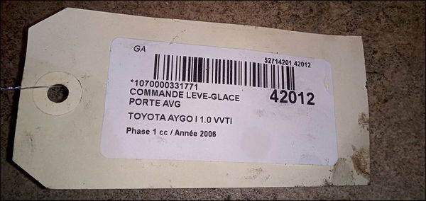 Commande lève-glace porte avant gauche Toyota AYGO (_B1_) 1.0 (kgb10_) (2005-2014) 5 portes