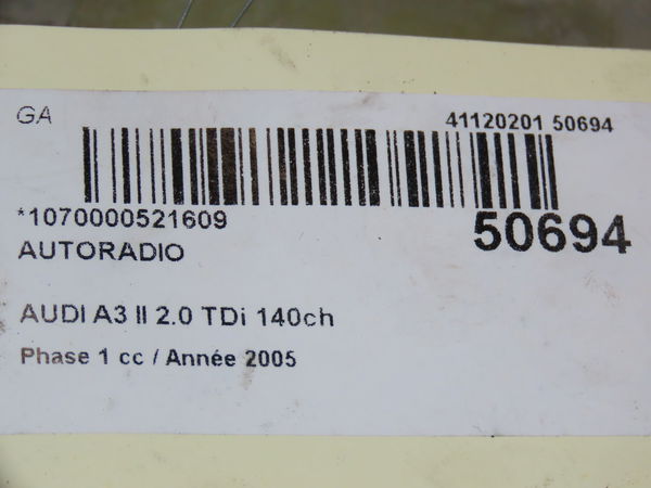 Autoradio Audi A3 Sportback (8PA) 2.0 tdi 16v (2004-2013) 5 portes