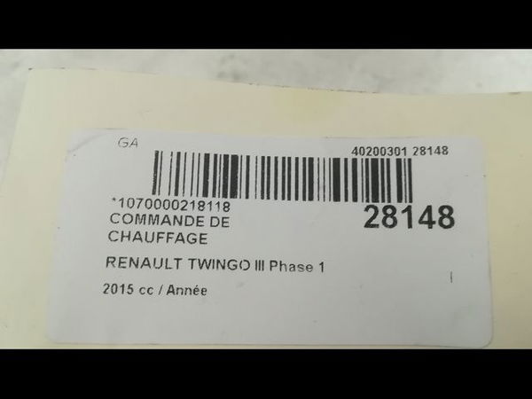 Commande de chauffage RENAULT TWINGO III
