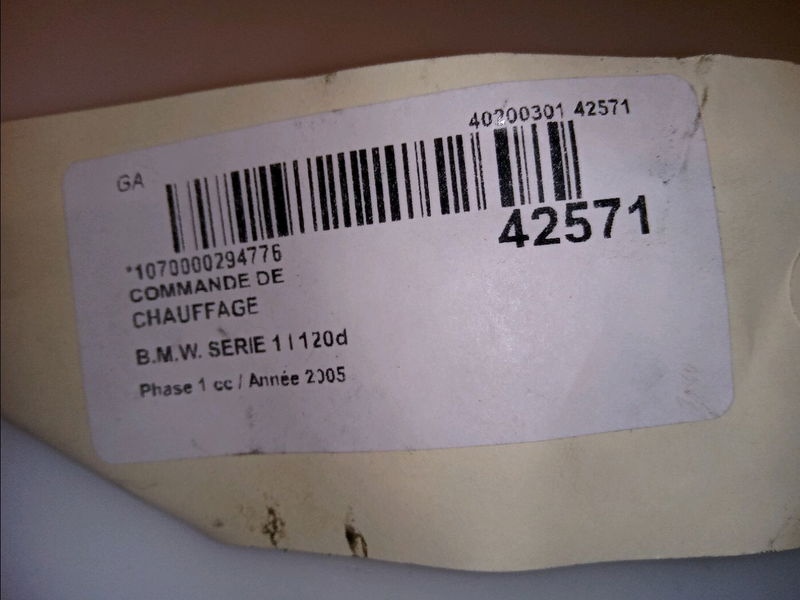 Commande de chauffage Bmw 1 (E87) 120 d (2004-2011)