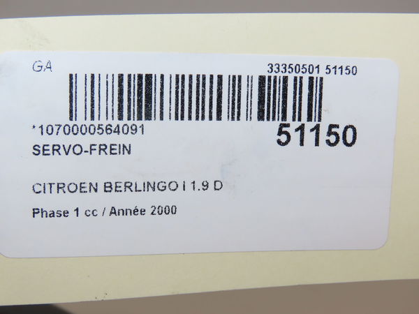 Servo-frein Citroën BERLINGO - BERLINGO FIRST Camionnette-Monospace (M_) 1.9 d 70 (mbwjz, mcwjz) (1999-2011)