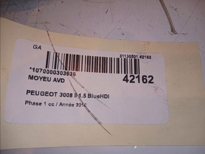 Moyeu avd Peugeot 3008 SUV (MC_, MR_, MJ_, M4_) 1.5 bluehdi 130 (2018) 5 portes