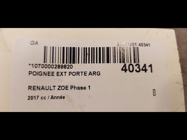 Poignee ext porte arg Renault ZOE (BFM_) Zoe (2012) 5 portes