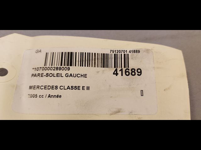 Pare-soleil gauche Mercedes-benz CLASSE E (W211) E 280 cdi (211.020) (2005-2008)