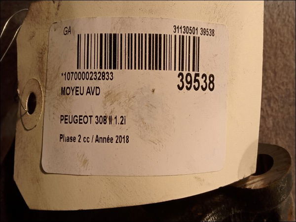 Moyeu avd Peugeot 308 II (LB_, LP_, LW_, LH_, L3_) 1.2 thp 110 (2013-2021)