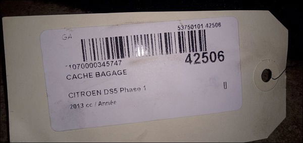 Cache bagage Citroën DS5 2.0 hdi 165 hybrid4 4x4 (2011-2015) 5 portes