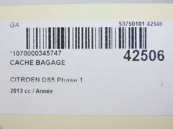 Cache bagage Citroën DS5 2.0 hdi 165 hybrid4 4x4 (2011-2015) 5 portes
