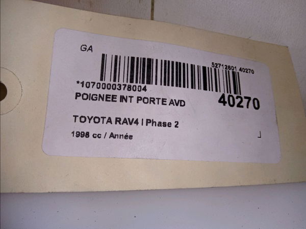 Poignee int porte avd Toyota RAV 4 I Cabrio (_A1_) 2.0 4wd (sxa11) (1997-2000)
