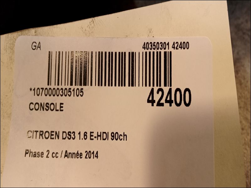 Console Citroën DS3 (SA_) 1.6 hdi 90 (2009-2015) 3 portes