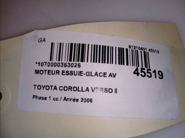 Moteur essuie-glace avant Toyota COROLLA Verso (ZER_, ZZE12_, R1_) 2.2 d-4d (aur10_) (2005-2009) 5 portes
