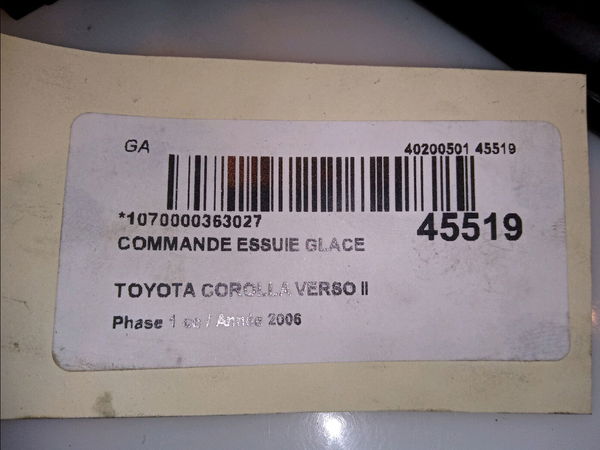 Commande essuie glace Toyota COROLLA Verso (ZER_, ZZE12_, R1_) 2.2 d-4d (aur10_) (2005-2009) 5 portes