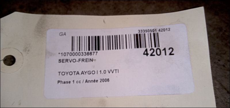 Servo-frein Toyota AYGO (_B1_) 1.0 (kgb10_) (2005-2014) 5 portes