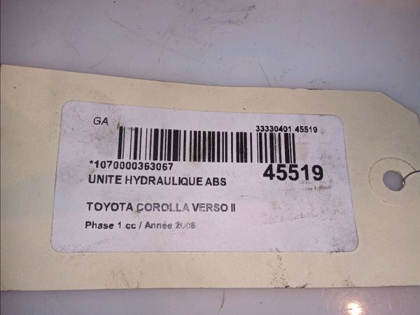 Unité hydraulique abs Toyota COROLLA Verso (ZER_, ZZE12_, R1_) 2.2 d-4d (aur10_) (2005-2009) 5 portes