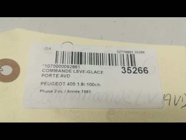 Commande lève-glace porte avant droite Peugeot 405 II (4B) 1.8 (1992-1995)