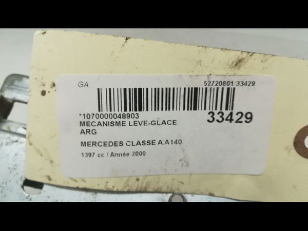 Mecanisme leve-glace arrière gauche Mercedes-benz CLASSE A (W168) A 140 (168.031, 168.131) (1997-2004)