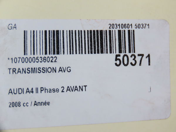 Transmission avant gauche Audi A4 B8 (8K2) 2.0 tdi (2007-2015)