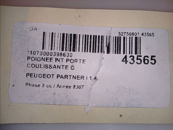 Poignee int porte coulissante g Peugeot PARTNER Monospace (5_, G_) 1.4 (1996-2015)