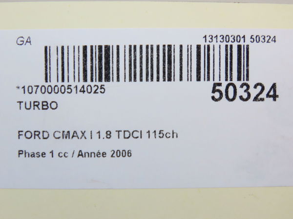 Turbo Ford FOCUS C-MAX (DM2) 1.8 tdci (2005-2007) 5 portes