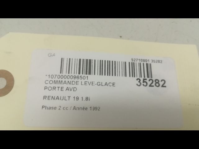 Commande lève-glace porte avant droite Renault 19 II Cabriolet (D53_, 853_) 1.8 16v (d53d) (1992-1996)