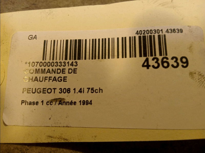Commande de chauffage Peugeot 306 3-5 portes (7A, 7C, N3, N5) 1.4 (1993-2001) 5 portes