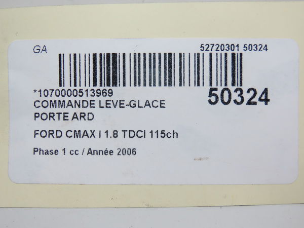 Commande leve-glace porte arrière droite Ford FOCUS C-MAX (DM2) 1.8 tdci (2005-2007) 5 portes