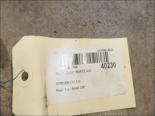 Poignee ext porte avd Citroën C1 (PM_, PN_) 1.0 (2005-2014) 5 portes