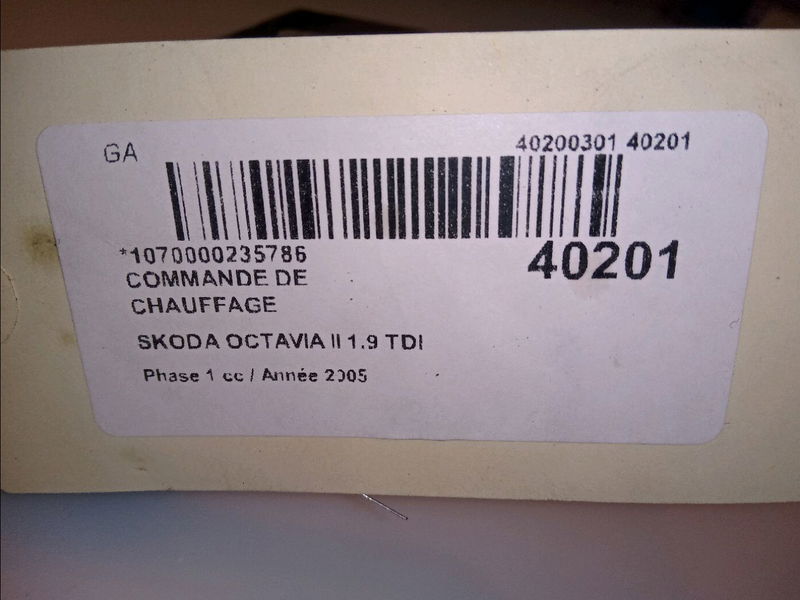Commande de chauffage Skoda OCTAVIA II (1Z3) 1.9 tdi (2004-2010)