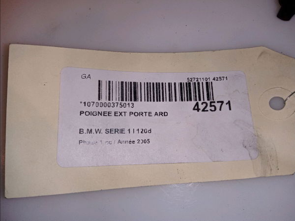 Poignee ext porte ard Bmw 1 (E87) 120 d (2004-2011)
