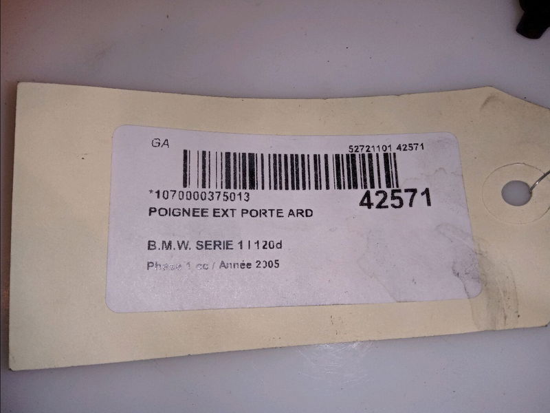 Poignee ext porte ard Bmw 1 (E87) 120 d (2004-2011)