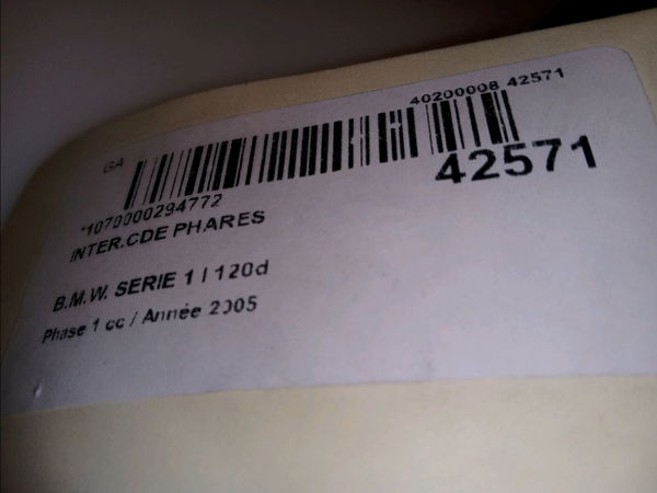 Interrupteur commande de phares Bmw 1 (E87) 120 d (2004-2011)
