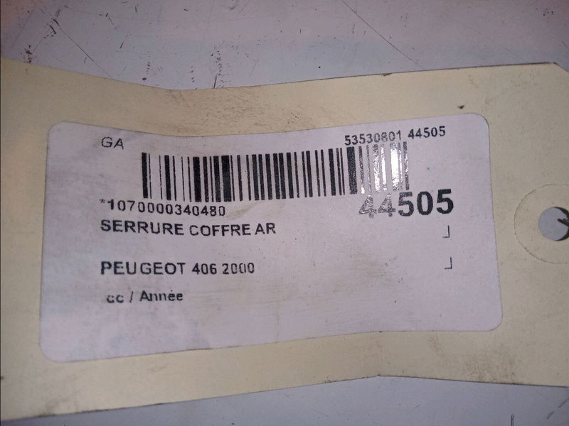 Serrure coffre arrière PEUGEOT 406