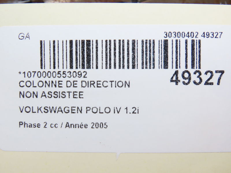 Colonne de direction non assistee Volkswagen POLO (9N_, 9A_) 1.2 12v (2001-2007) 5 portes