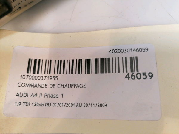 Commande de chauffage Audi A4 B6 Avant (8E5) 1.9 tdi (2001-2004)