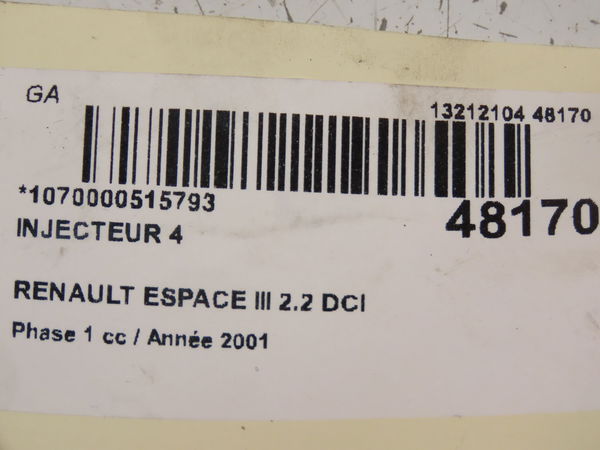 Injecteur 4 Renault ESPACE III (JE0_) 2.2 dci (je0k) (2000-2002) 5 portes