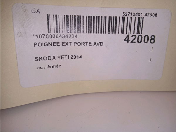 Poignee ext porte avd Skoda YETI (5L) 2.0 tdi (2011-2017)