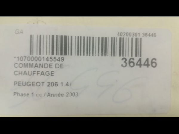Commande de chauffage Peugeot 206 3-5 portes (2A-C) 1.4 i (1998-2012) 3 portes