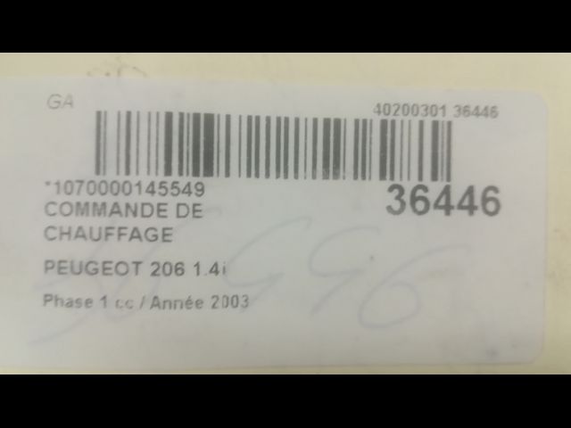 Commande de chauffage Peugeot 206 3-5 portes (2A-C) 1.4 i (1998-2012) 3 portes