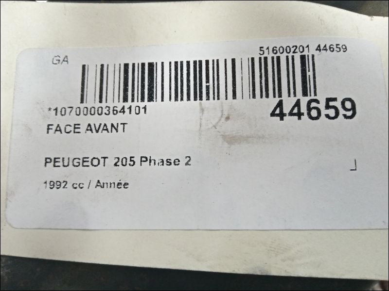 Face avant Peugeot 205 II (20A-C) 1.4 (1988-1998)