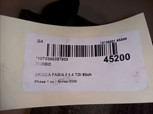 Turbo Skoda FABIA II (542) 1.4 tdi (2007-2010)